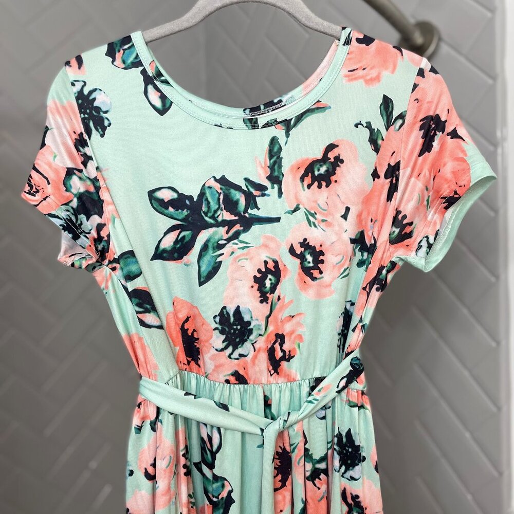 Women Summer Casual Floral Long Maxi Dress with Pockets